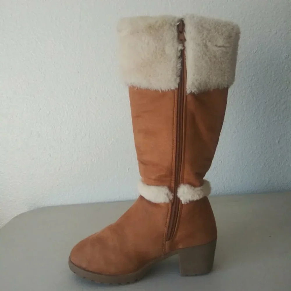 Rampage girls size 2 brown and white knee high boots